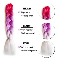 Ding Dian Pink And Light Purple And White Jumbo Braiding Hair 24 Chin Ombre Braiding Hair 3Packs Soft Synthetic Colorful Braid H