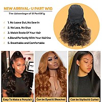 Highlight Ombre U Part Human Hair Wig Body Wave 180 Density U Part Wig Brazilian Virgin Human Hair Wig For Black Women 10A Full