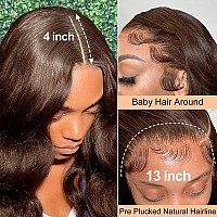 Alipeacock 13X4 Chocolate Brown Lace Front Wigs Human Hair With Baby Hair 180 Density Body Wave Lace Frontal Wigs Pre Plucked Gl