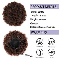 Yeame Afro Puff Drawstring Ponytail For Black Women Short Kinky Curly Afro Ponytail Synthetic Hair Puffs Premium Medium Brown