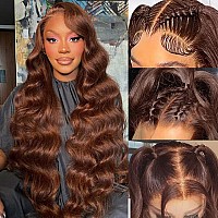 Alipeacock 13X4 Chocolate Brown Lace Front Wigs Human Hair With Baby Hair 180 Density Body Wave Lace Frontal Wigs Pre Plucked Gl