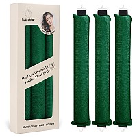 Heatless Hair Curler Rods For Overnight Satin Flexi Curls Jumbo Noheat Sleeping Styling Tools For All Hair Types 3Pcs Green