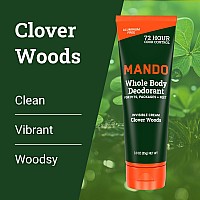 Mando Whole Body Deodorant For Men Invisible Cream 72 Hour Odor Control Aluminum Free Baking Soda Free Skin Safe 3 Oun