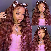 32 Inch Reddish Brown Lace Front Wigs Human Hair Pre Plucked 13X4 Hd Lace Front Wigs Human Hair Brown Body Wave Human Hair Wig 1