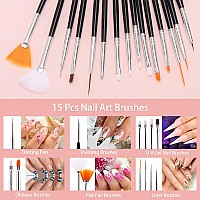 36 Pcs Nail Art Brushes Set Including Fine Nail Liner Brushes Striping Brushes Nail Dotting Tools Silicone Nail Tools 3D Scu