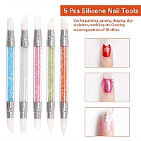 36 Pcs Nail Art Brushes Set Including Fine Nail Liner Brushes Striping Brushes Nail Dotting Tools Silicone Nail Tools 3D Scu