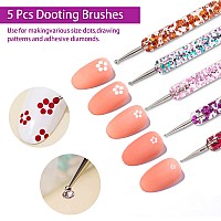 36 Pcs Nail Art Brushes Set Including Fine Nail Liner Brushes Striping Brushes Nail Dotting Tools Silicone Nail Tools 3D Scu