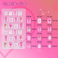 Allstarry 72Pcs 3 Pack Children Nails Press On Preglue Full Cover Bear Sunflower Doughnut Short False Nail Kits Lovely Gift For