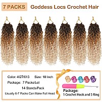 Goddess Locs Crochet Hair Ombre 18 Inch 7 Packs Faux Locs Crochet Hair Soft Crochet Locs Boho Locs Crochet Hair Synthetic Hippie