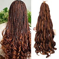 French Curly Braiding Hair 24 Inch 8 Packs Pre Stretched Bouncy Braiding Hair Loose Wavy Braiding Hair Synthetic Hair Extensi