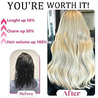 Premium Clip In Hair Extensions Real Human Hair 8Pcs Per Set With 18Clips Double Weft 16 Inch 70G 60 Platinum Blonde