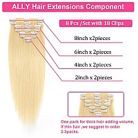 Premium Clip In Hair Extensions Real Human Hair 8Pcs Per Set With 18Clips Double Weft 16 Inch 70G 60 Platinum Blonde