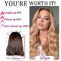 Honey Blonde Clip In Real Human Hair Extensions 90G 22Inch 8Pcs Soft Straight Natural Hair Extensions For Women22 Inch 90G 27