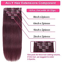 Clip In Hair Extensions 99J Burgundy Double Weft Handmadereal Human Hair 8Pcs Per Set With 18Clips Clip In Extensions For W