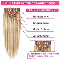 Straight Clip In Hair Extensions Real Human Hair 8Pcs Clip In Dark Blonde Highlighted Bleach Blonde 100 Human Hair Extensions 8