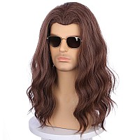 Pattnium Mens Light Brown Wig Long Curly Wavy Wig Middle Length Brown Mixed Blonde Hair Wig Halloween Cosplay Costume Party Wigs