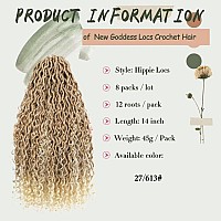 8 Packs River Locs Crochet Hair 14Inch New Goddess Locs Crochet Hair Omber Blonde Curly Faux Locs Wavy Crochet Hair With Curly E