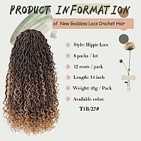 8 Packs New Goddess Locs Crochet Hair 14Inch Prelooped River Locs Crochet Hair With Curly Ends Curly Faux Locs Braids Hair Boho