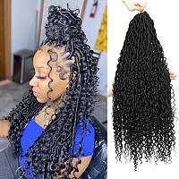 8 Packs River Faux Locs Crochet Hair 22Inch New Goddess Locs Crochet Hair Boho Faux Locs Wavy Crochet Curly Hair With Curly Ends