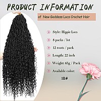 8 Packs River Faux Locs Crochet Hair 22Inch New Goddess Locs Crochet Hair Boho Faux Locs Wavy Crochet Curly Hair With Curly Ends