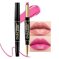 Evpct Dnm 1Pcs Bright Cool Pink Shine Lip Liner And Lipstick Combo Set Kit For Women Moisturizing Glossy Tinted Lip Stick Balm