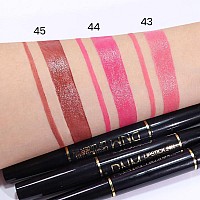 Evpct Dnm 1Pcs Bright Cool Pink Shine Lip Liner And Lipstick Combo Set Kit For Women Moisturizing Glossy Tinted Lip Stick Balm