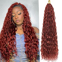 Liyate Reddish Brown Goddess Box Braids Crochet Hair For Women 24 Inch 7 Packs Bohemian Crochet Braids With Curly Ends Boho Box