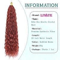 Liyate Reddish Brown Goddess Box Braids Crochet Hair For Women 24 Inch 7 Packs Bohemian Crochet Braids With Curly Ends Boho Box