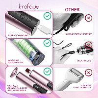 Krofaue Electric Callus Remover For Feet Rechargeable Electric Foot File 2 In 1 Professional Pedicure Kit With Replaceable Nai