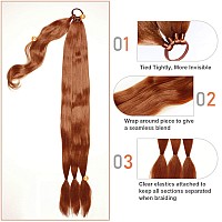 Charsun 26Inch Long Braided Ponytail Extensions For Women Straight Wrap Around Hair Extensions With Hair Tie Natural Soft Diy