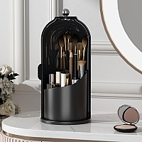 Yoolens Makeup Brush Holder Organizer With Lid360 Rotating Clear Dustproof Makeup Brushes Organizer For Vanity Desktop Bathroom