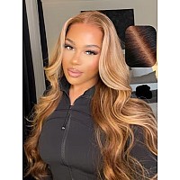 Unice Pre Everything 13X4 Pre Cut Lace Front Glueless Wig Brown Blonde Highlight Body Wave Wig Pre Bleached Invisible Bye Bye Kn