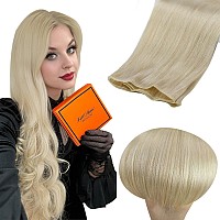 Full Shine Genius Weft Hair Extensions Human Hair Color Platinum Blonde Sew In Hair Extensions Hand Tied Extensions Straight Hai