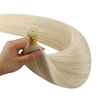 Full Shine Genius Weft Hair Extensions Human Hair Color Platinum Blonde Sew In Hair Extensions Hand Tied Extensions Straight Hai