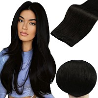 Full Shine Genius Weft Hair Extensions Human Hair Color Jet Black Human Hair Bundles Hand Tied Weft Human Hair Extensions For Wo