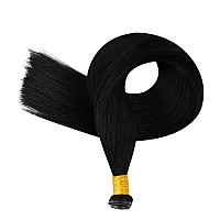 Full Shine Genius Weft Hair Extensions Straight Human Hair Bundles Color Jet Balck Hair Extensions Soft Hair Hand Tied Extension