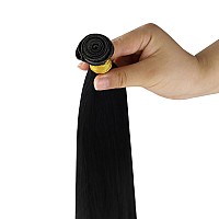 Full Shine Genius Weft Hair Extensions Straight Human Hair Bundles Color Jet Balck Hair Extensions Soft Hair Hand Tied Extension