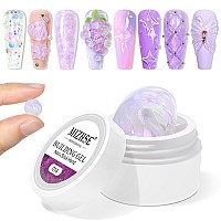 Mizhse Solid Builder Gel For Nails Aurora Purple Nonsticky Hard Gel Sculpting Gel Mermaid Pearl 3D Gel Nail Art Building Gel