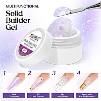 Mizhse Solid Builder Gel For Nails Aurora Purple Nonsticky Hard Gel Sculpting Gel Mermaid Pearl 3D Gel Nail Art Building Gel