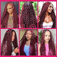 Burgundy Human Braiding Hair For Boho Braids Bohemian Knotless 99J Wet And Wavy Deep Wave Curly Curls Bulk Human Hair No Weft 2