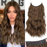 Kookastyle Invisible Wire Hair Extensions With Transparent Headband Adjustable Size 4 Secure Clips Long Wavy Secret Wire Hairpie