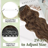 Kookastyle Invisible Wire Hair Extensions With Transparent Headband Adjustable Size 4 Secure Clips Long Wavy Secret Wire Hairpie