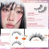 Alicrown Magnetic Eyelashes Wispy Lashes Cat Eye Magnetic Lashes With Applicator Natural Lashes Magnetic False Eyelashes No Glue