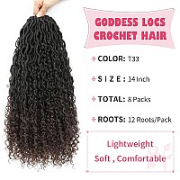 Alicoco Goddess Locs Crochet Hair 14 Inch 8 Packs Faux Locs Crochet Hair For Women Boho Locs Prelooped River Crochet Locs With