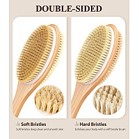 Popchose Shower Brush With Soft And Stiff Bristles Dualsided Long Handle Back Scrubber Bath Brush Body Exfoliator For Wet Or D