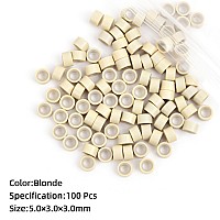 Vlasy 100Pcs 5Mm Silicone Lined Micro Ring Beads For Hair Extensions 5Colors Apply 100Pcs Blonde