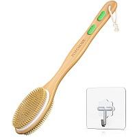 Popchose Shower Brush With Soft And Stiff Bristles Dualsided Long Handle Back Scrubber Bath Brush Body Exfoliator For Wet Or D