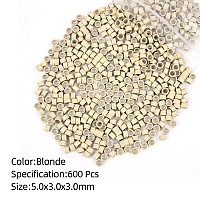 Vlasy 600Pcs 5Mm Silicone Lined Micro Ring Beads For Hair Extensions 5Colors Apply 600Pcs Blonde