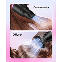 Wavytalk Hair Dryer With Diffuser Foldable Hair Blow Dryer 1600W Lightweight Diffuser Hair Dryer For Curly Hair Black