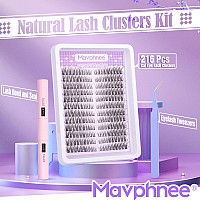 Cat Eye Lash Clusters Kit Natural Lash Extensions Kit 216 Pcs Wispy Cluster Eyelash Extensions C Curl Inidvidual Lashes Kit With